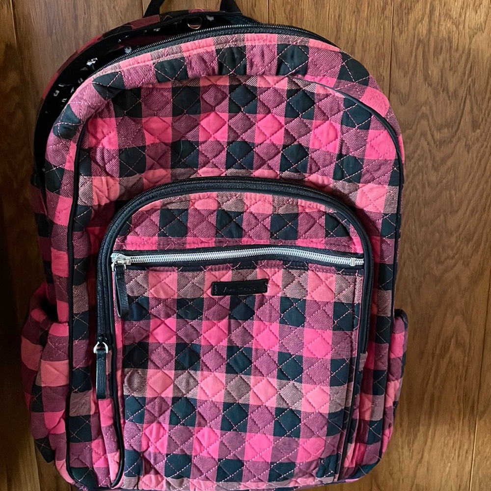 Vera Bradley.. Iconic Campus Backpack.. Garnet Buffalo Check.